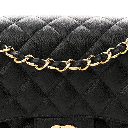 Caviar Quilted Jumbo Double Flap Black