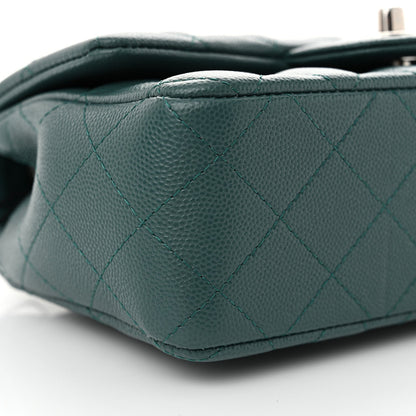 Caviar Quilted Mini Rectangular Flap Dark Turquoise