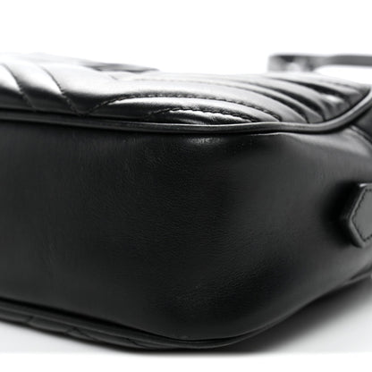 Calfskin Matelasse Monochrome Small GG Marmont Chain Shoulder Bag Black