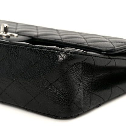 Caviar Quilted Medium Double Flap Black