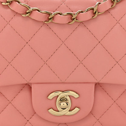 Lambskin Quilted Mini Square Flap Pink