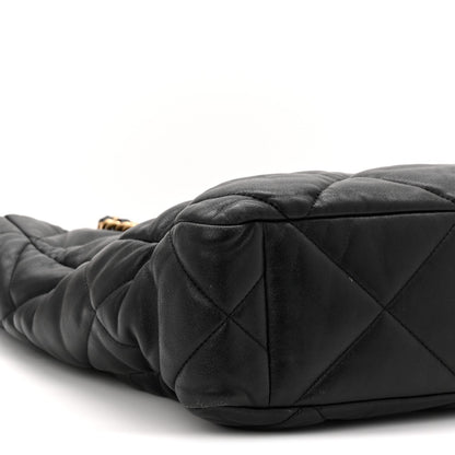 Lambskin Quilted Chanel 19 Shopping Bag Black