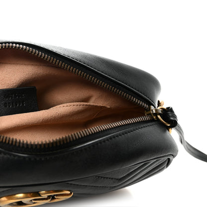 Calfskin Matelasse Small GG Marmont Chain Shoulder Bag Black