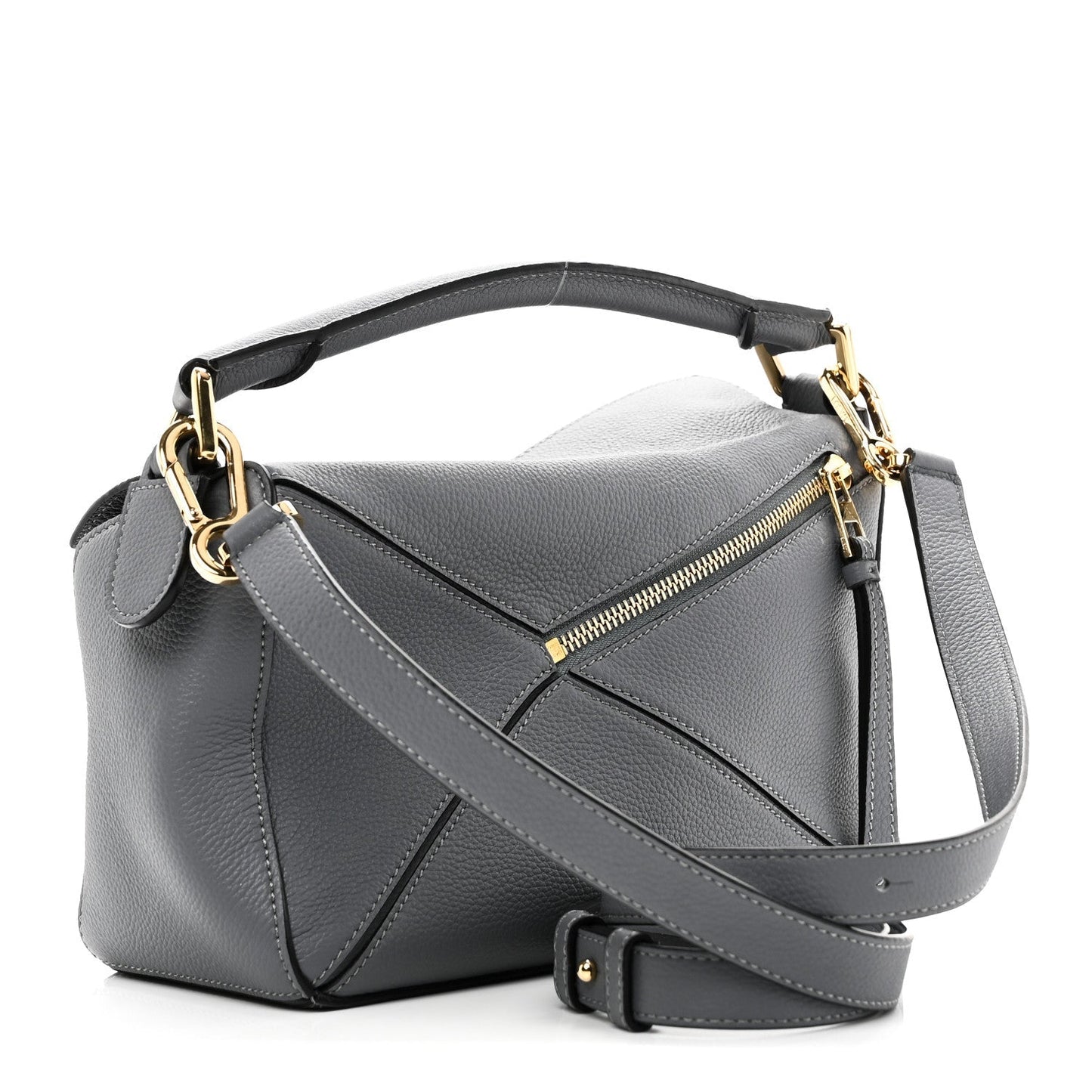 Soft Grained Calfskin Small Puzzle Bag Asphalt Grey