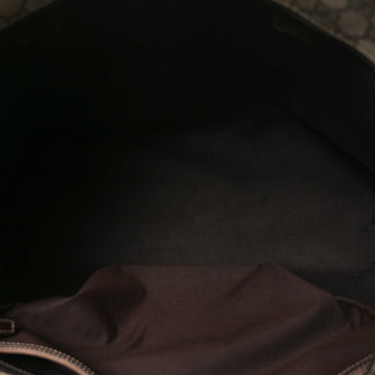 GG Supreme Monogram Medium Zippered Shopping Tote  Dark Brown