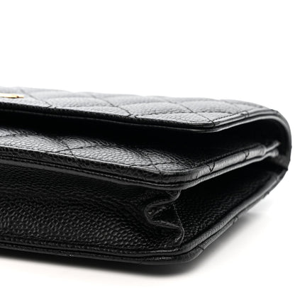 Caviar Quilted Wallet on Chain WOC Black