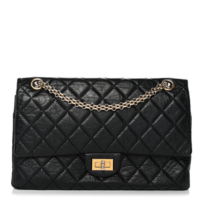 Aged Calfskin Quilted 2.55 Reissue 226 Flap Black