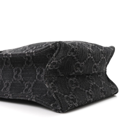 Denim GG Monogram Dollar Calfskin Mini Ophidia Tote Black Grey
