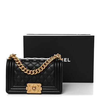 Caviar Quilted Small Boy Flap Black