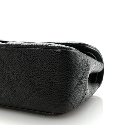 Caviar Quilted Medium Double Flap Black
