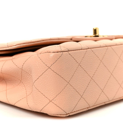 Caviar Quilted Medium Double Flap Light Pink