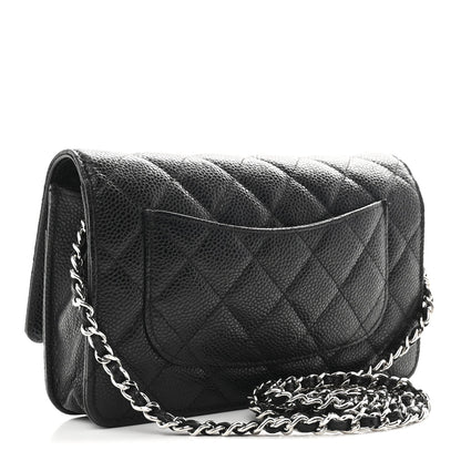 Caviar Quilted Wallet on Chain WOC Black