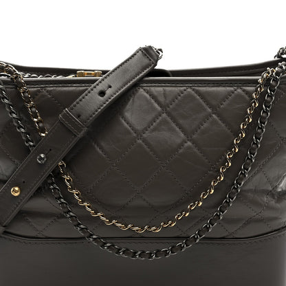Aged Calfskin Quilted Medium Gabrielle Hobo Grey