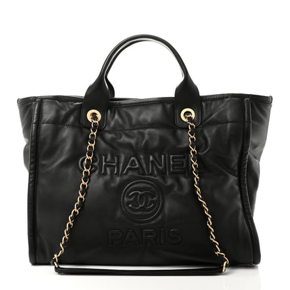 Calfskin Small Deauville Tote Black