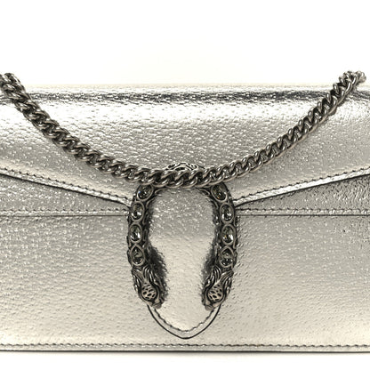 Metallic Calfskin Super Mini Dionysus Shoulder Bag Silver