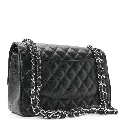 Caviar Quilted Jumbo Double Flap Black