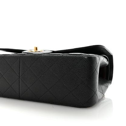 Caviar Quilted Jumbo Double Flap Black