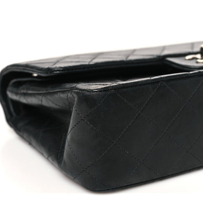 Lambskin Quilted Medium Double Flap Black