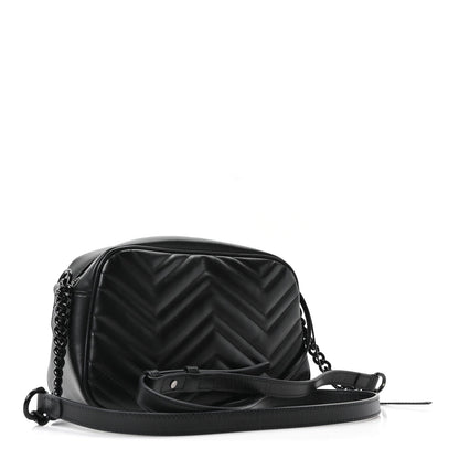 Calfskin Matelasse Monochrome Small GG Marmont Chain Shoulder Bag Black