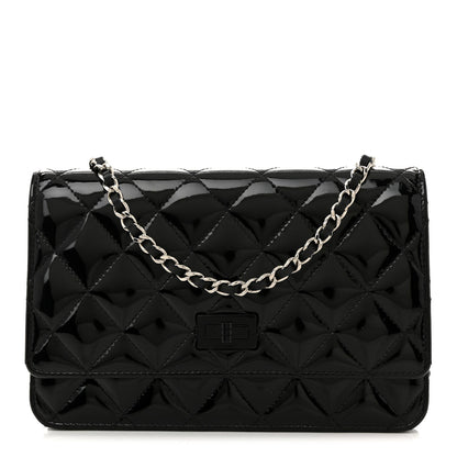 Patent Calfskin Quilted Reissue Wallet On Chain WOC So Black