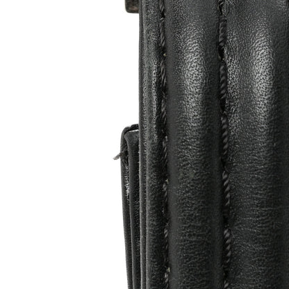 Calfskin Double Stitch Large Boy Flap Black