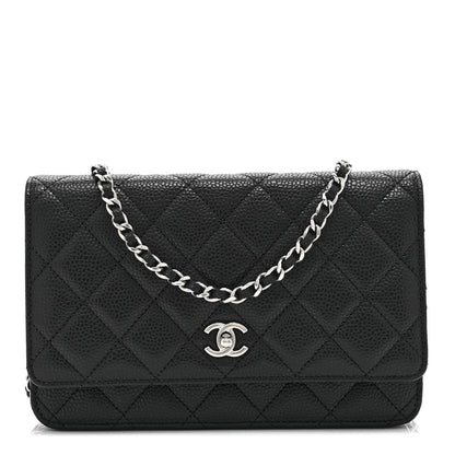 Caviar Quilted CC Turnlock Wallet On Chain WOC Black
