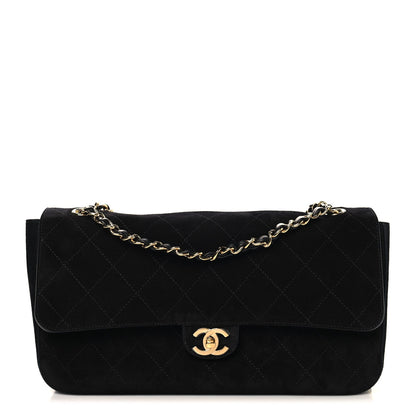 Suede Calfskin Small Souplissimo Maxi Flap Black