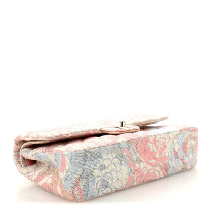Tweed Quilted Camellia Medium Double Flap Ivory Multicolor