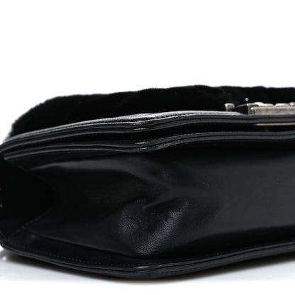 Orylag Rabbit Fur Calfskin Small Boy Flap Black