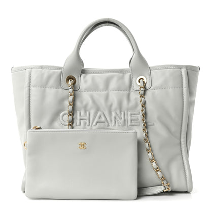 Calfskin Small Deauville Tote Light Grey