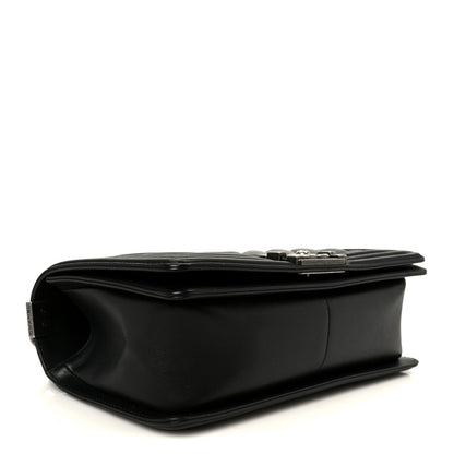 Lambskin Chevron Quilted Medium Boy Flap Black