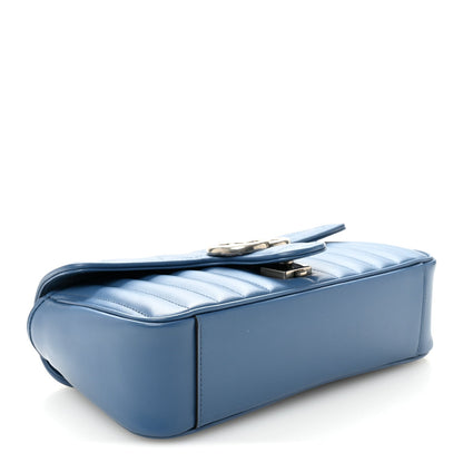 Calfskin Matelasse Aria Small GG Marmont Shoulder Bag  Clear Blue