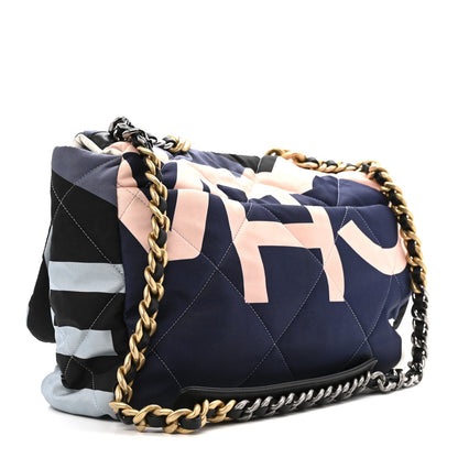 Silk Maxi Scarf Chanel 19 Flap Black Blue White