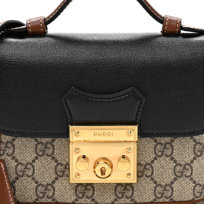 GG Supreme Monogram New Sakai Lux Calfskin Mini Padlock Flap Pocket Shoulder Bag Beige Ebony Black Cuir