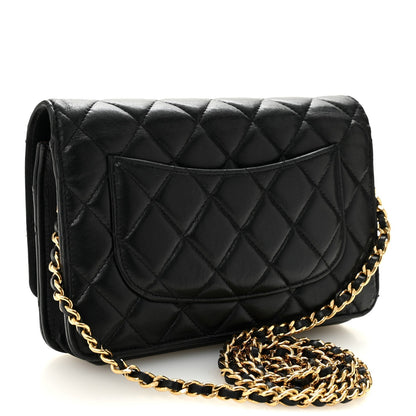 Lambskin Quilted Wallet On Chain WOC Black