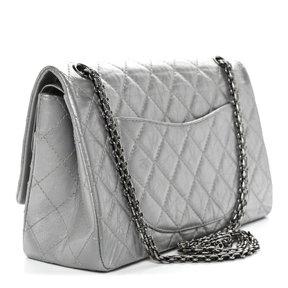Metallic Aged Calfskin Quilted 2.55 Reissue 226 Flap Silver