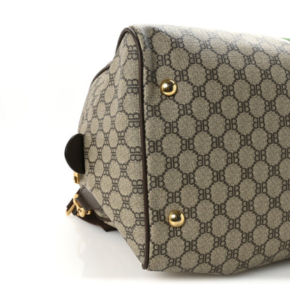 X BALENCIAGA BB Supreme Monogram Web Medium Ophidia Carry-On Duffle Bag Beige New Acero