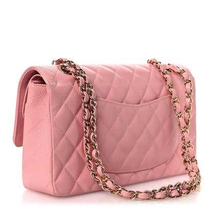 Caviar Quilted Medium Double Flap Pink