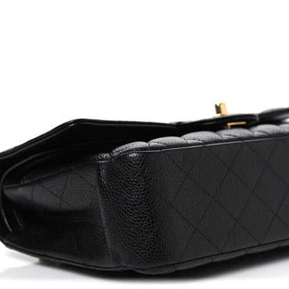 Caviar Quilted Medium Double Flap Black