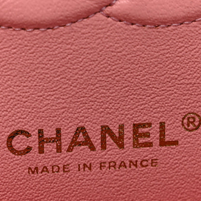 Caviar Flat Chevron Quilted Medium Double Flap Pink