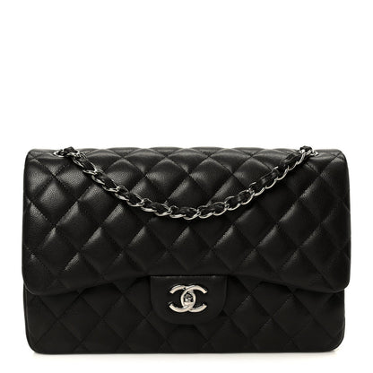 Caviar Quilted Jumbo Double Flap Dark Brown
