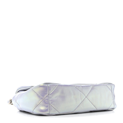 Iridescent Calfskin Quilted Medium Chanel 19 Flap Light Purple Blue