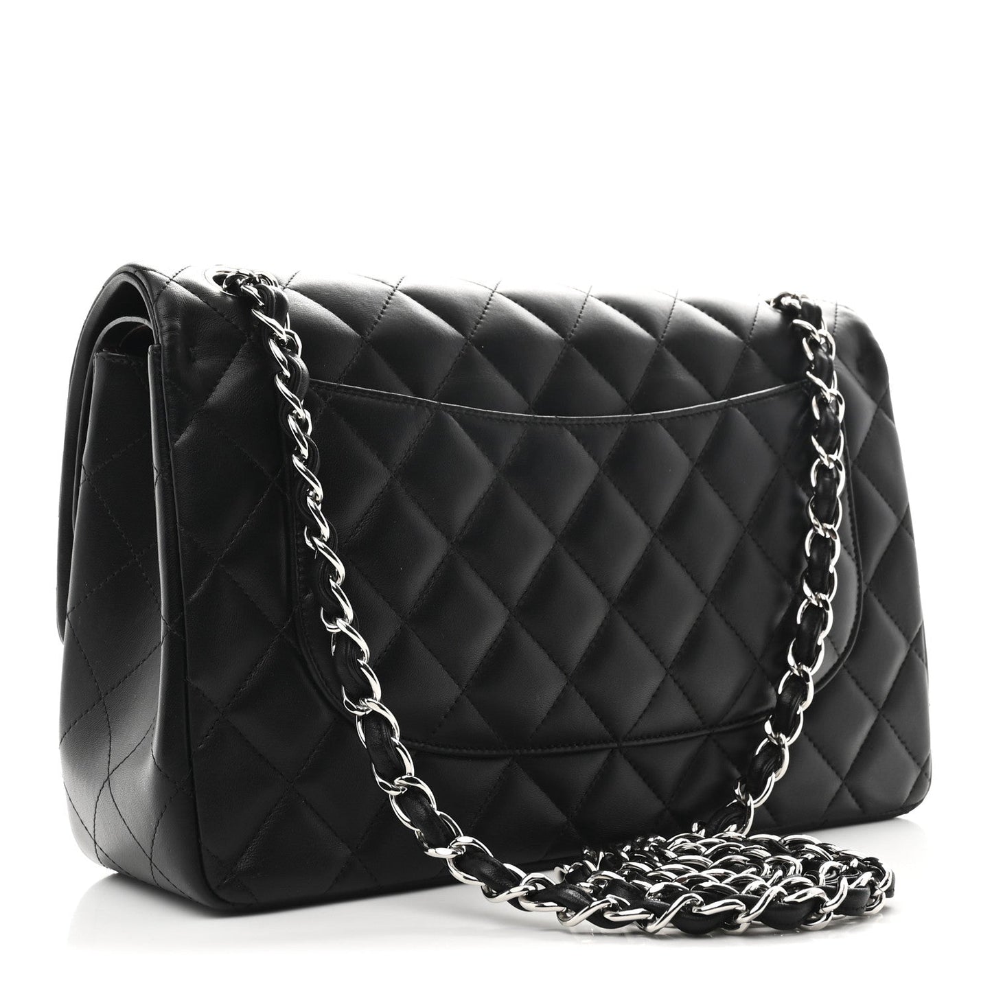 Lambskin Quilted Jumbo Double Flap Black