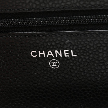 Caviar Quilted Wallet on Chain WOC Black