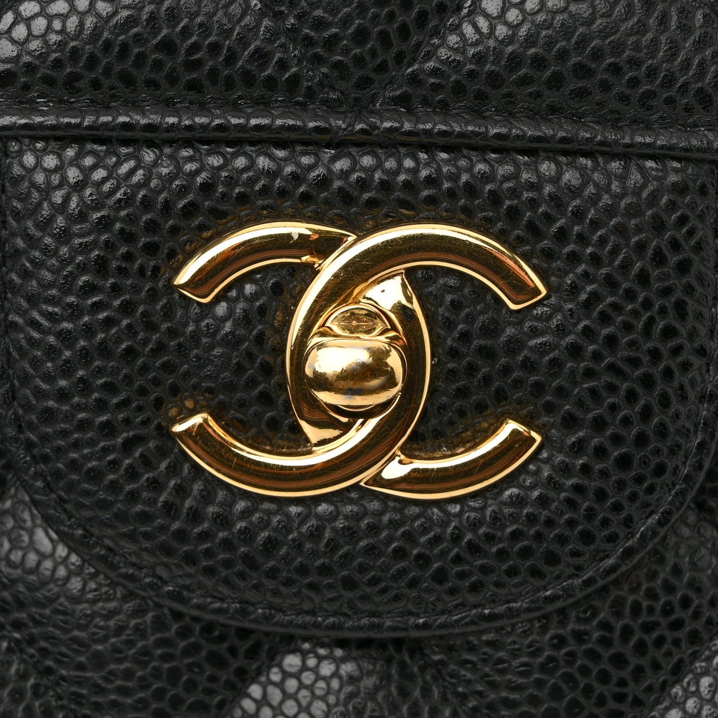 Caviar Quilted Jumbo Double Flap Black