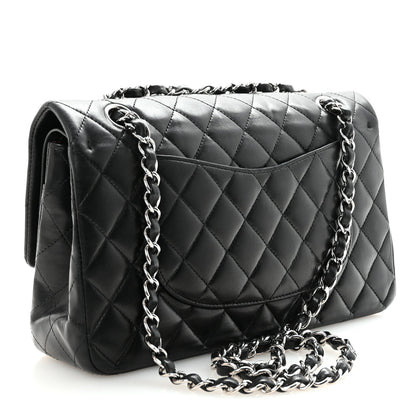 Lambskin Quilted Medium Double Flap Black