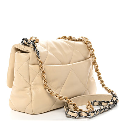 Lambskin Quilted Medium Chanel 19 Flap Beige