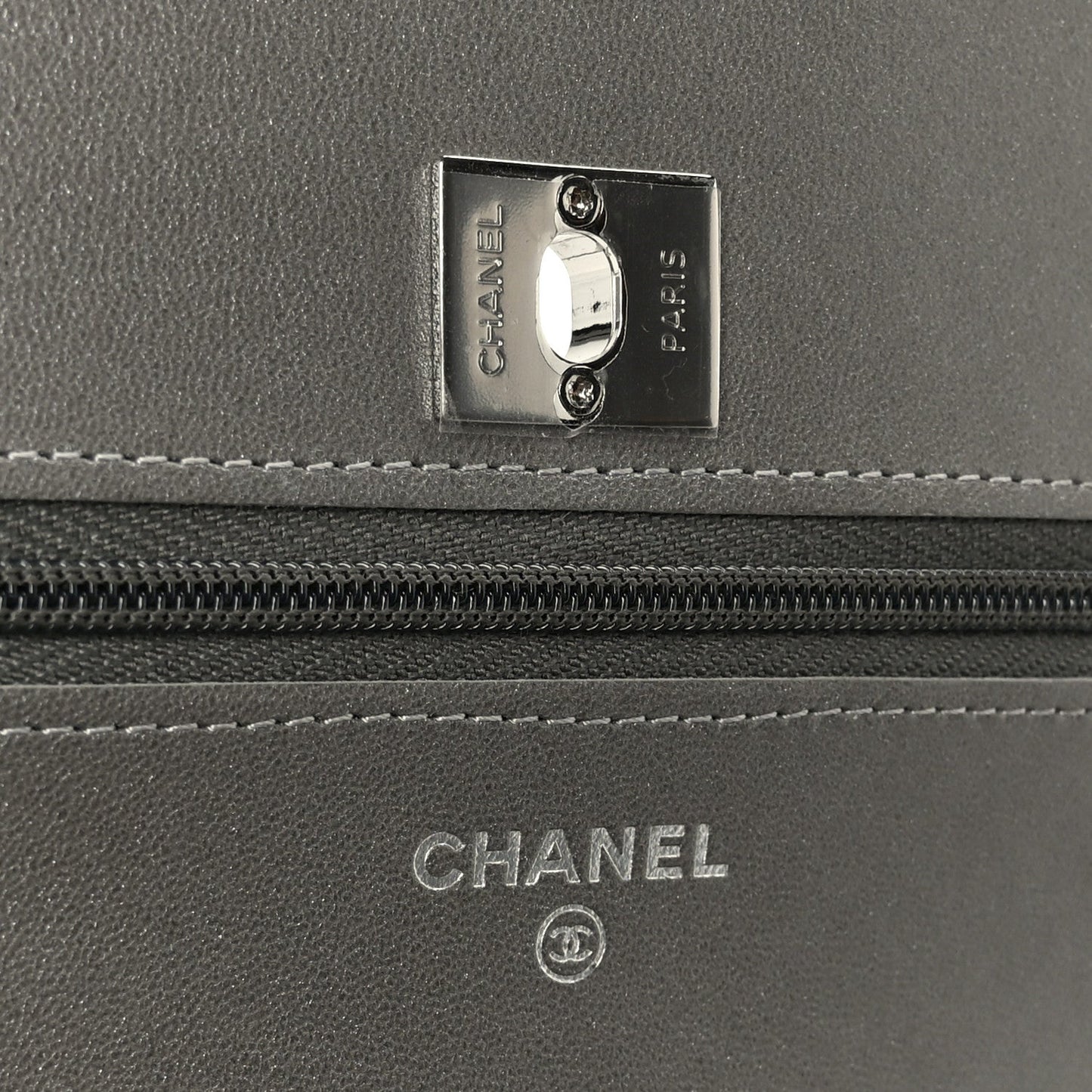 Lambskin Crystal Quilted Wallet On Chain WOC Grey