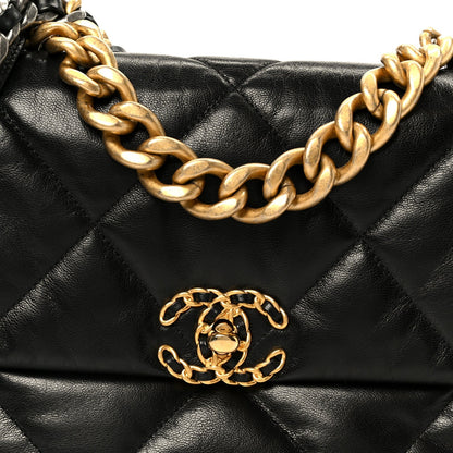 Goatskin Quilted Large Chanel 19 Flap Black