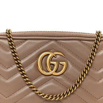 Calfskin Matelasse Mini GG Marmont Chain Crossbody Bag Porcelain Rose